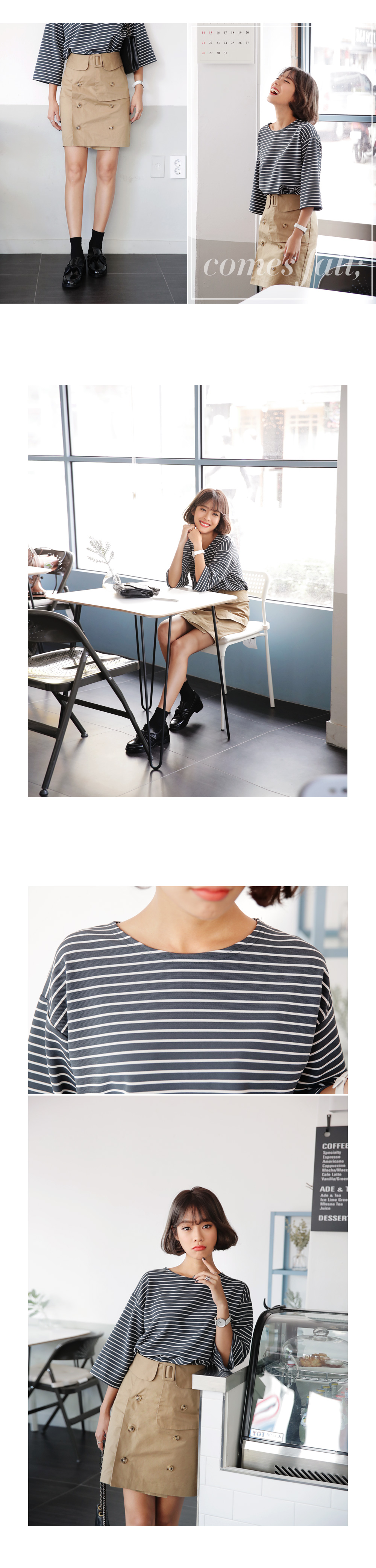 <font color=red><b>○雑誌掲載商品○</b></font>7分丈スリーブボーダーTシャツ・全4色 | DHOLIC | 詳細画像4