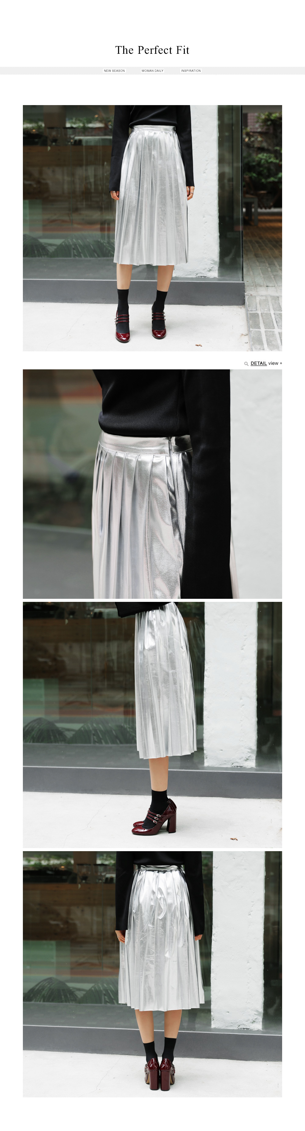 メタリックプリーツミディスカート・全2色 | DHOLIC PLUS | 詳細画像2