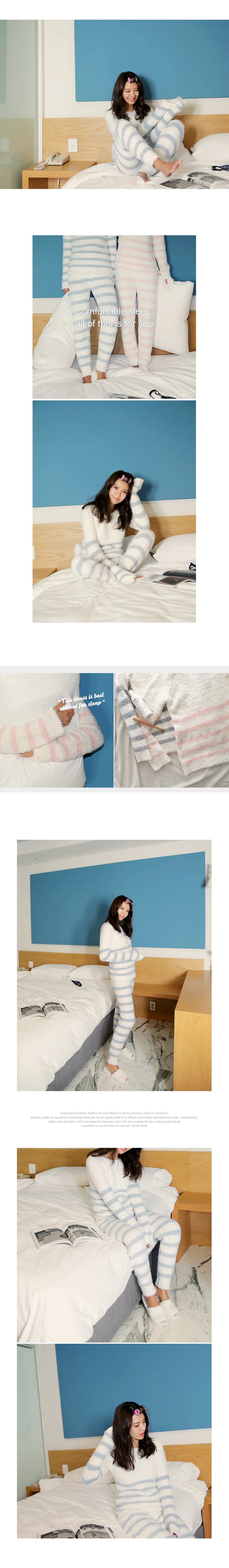 ソフトボーダーTシャツ&パンツパジャマSET・全2色 | DHOLIC | 詳細画像3