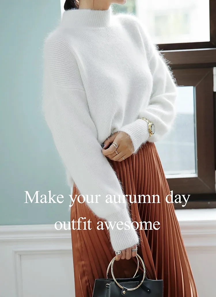 アンゴラ混モックネックニットプルオーバー・全3色 | DHOLIC | 詳細画像1