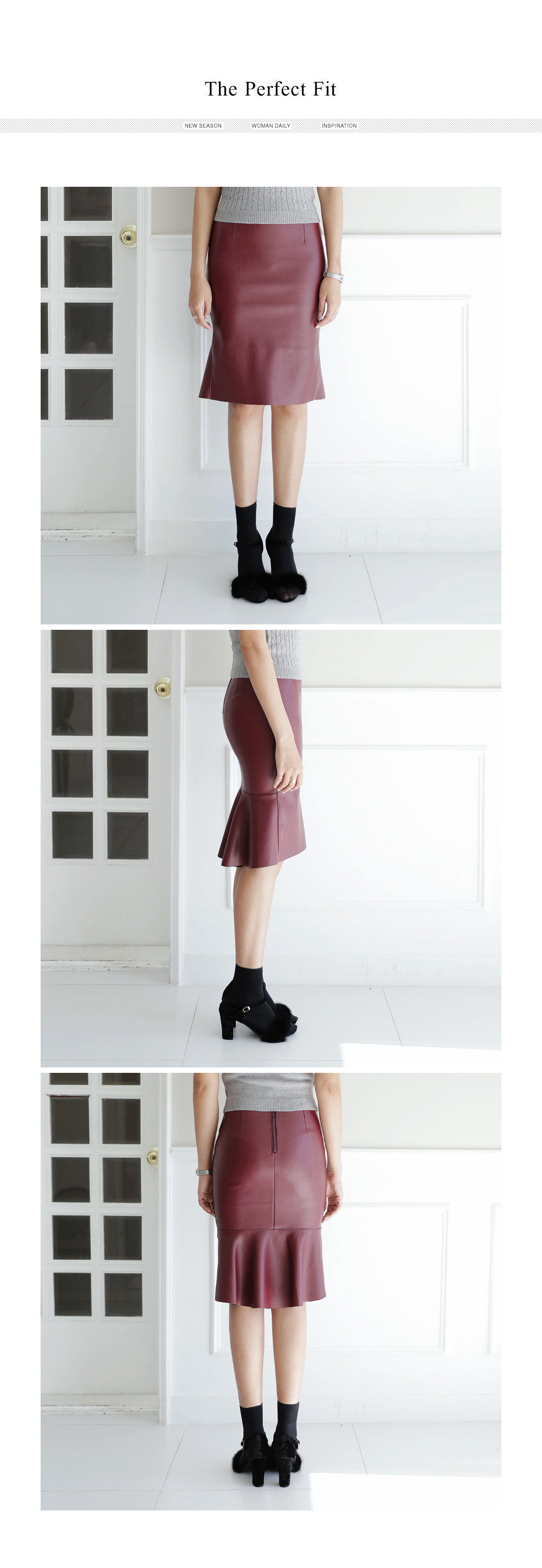 レザーライクフレアヘムタイトスカート・全3色 | DHOLIC PLUS | 詳細画像2
