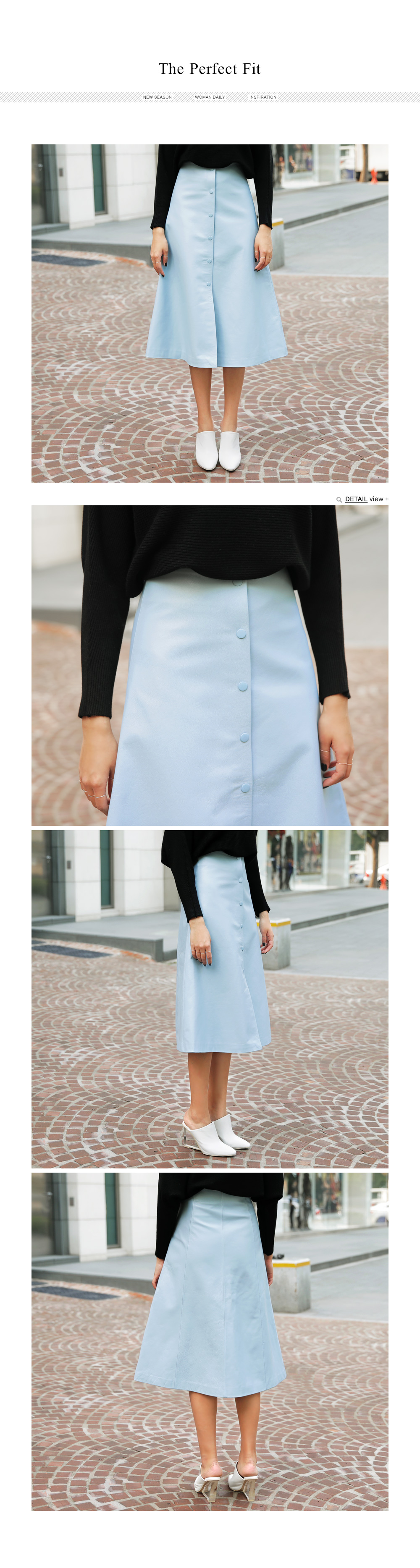 スナップボタンAラインレザースカート・全2色 | DHOLIC PLUS | 詳細画像2
