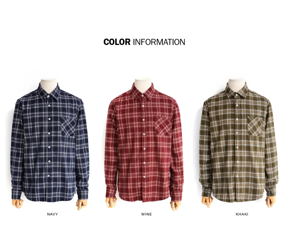 ワンポケットチェックコットンシャツ・全3色 | 詳細画像2