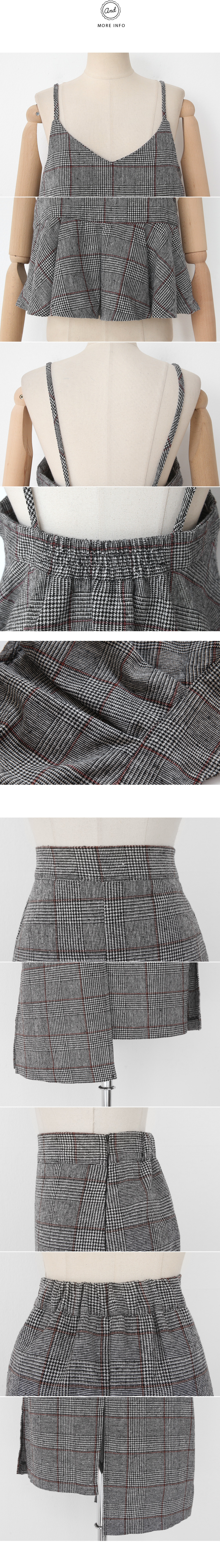 グレンチェックフレアビスチェ&アンバランスヘムスカートSET・全2色 | DHOLIC | 詳細画像6