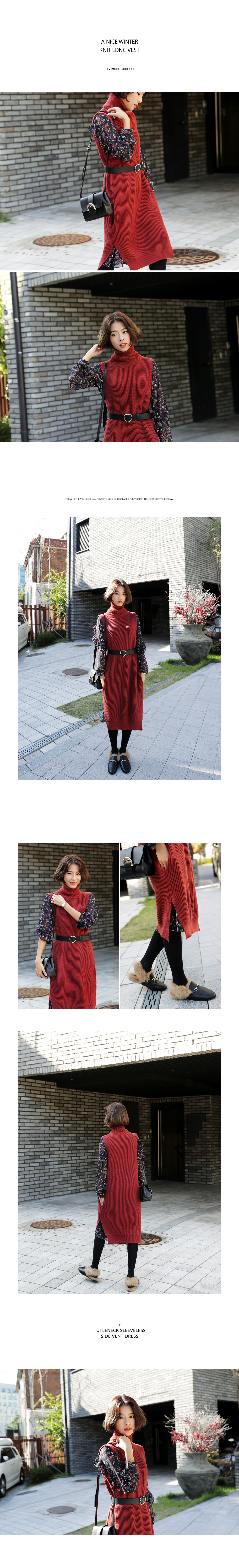 <font color=red><b><ドラマ着用商品></b></font>タートルネックスリーブレスニットワンピース･全2色 | DHOLIC | 詳細画像2