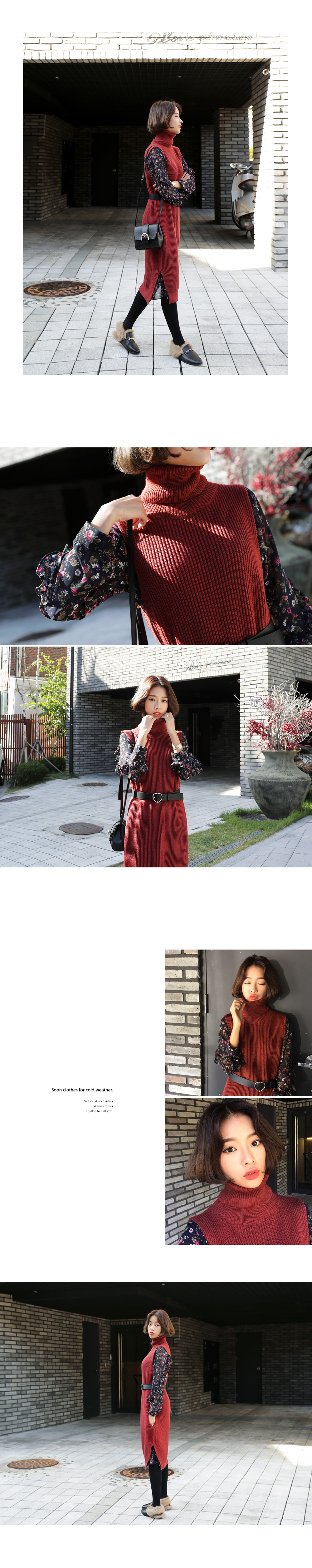 <font color=red><b><ドラマ着用商品></b></font>タートルネックスリーブレスニットワンピース･全2色 | DHOLIC | 詳細画像3
