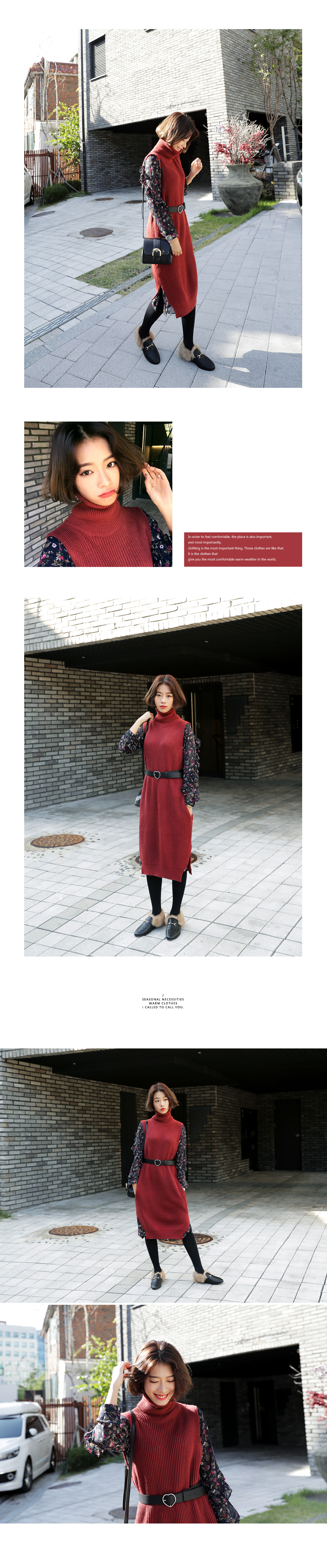 <font color=red><b><ドラマ着用商品></b></font>タートルネックスリーブレスニットワンピース･全2色 | DHOLIC | 詳細画像4