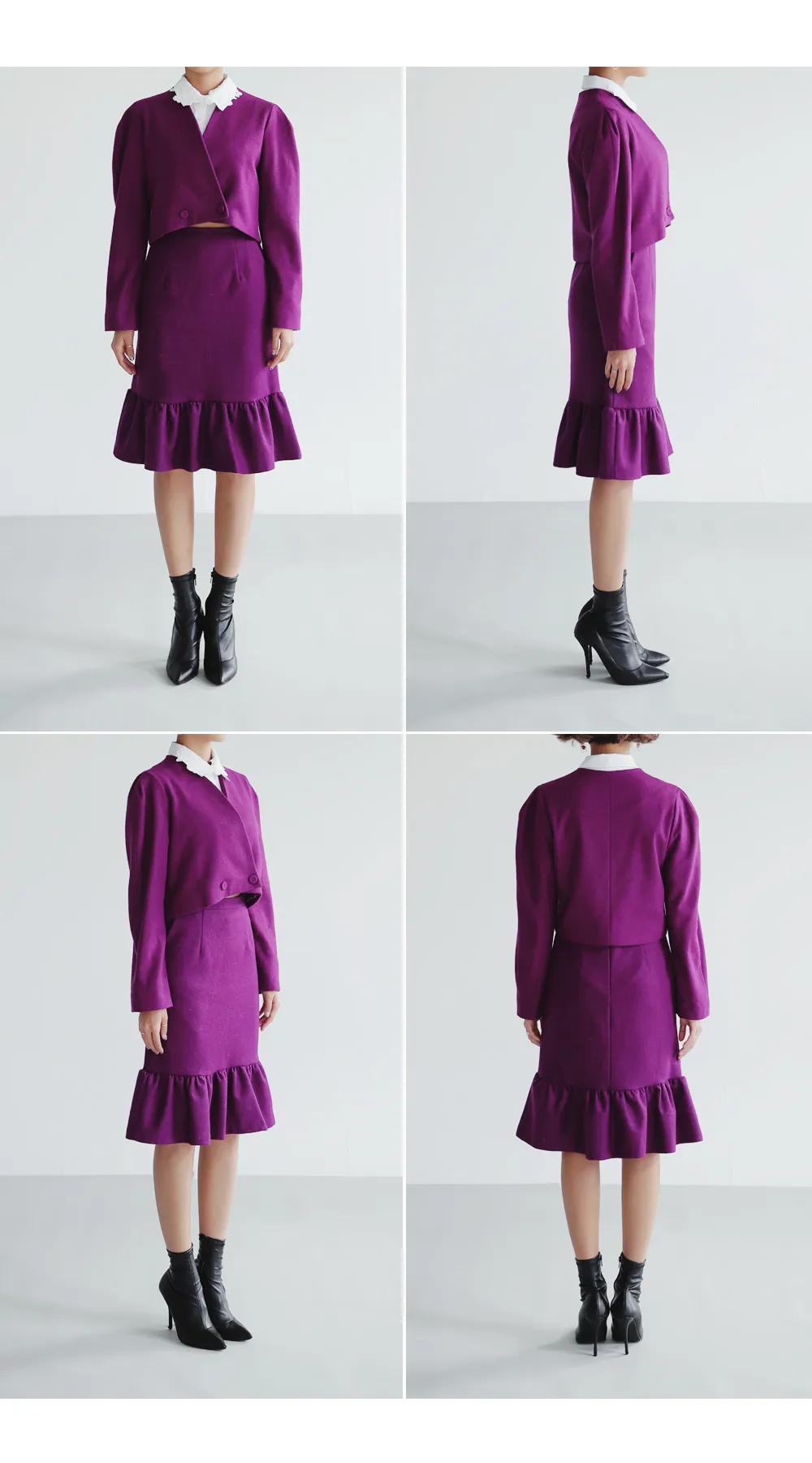 クロップドジャケット&フレアヘムミディスカートSET・全3色 | DHOLIC | 詳細画像7