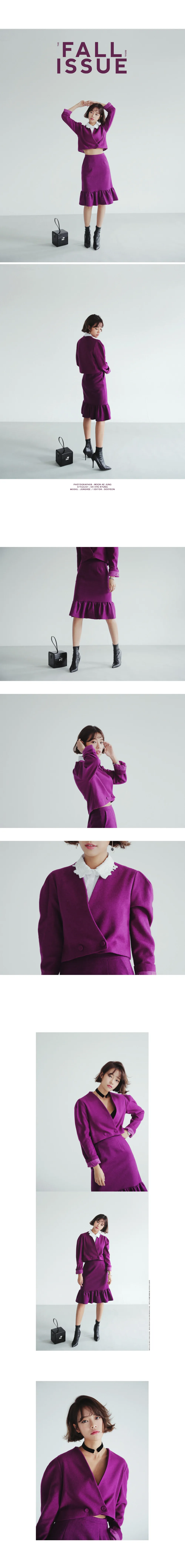 クロップドジャケット&フレアヘムミディスカートSET・全3色 | DHOLIC | 詳細画像3