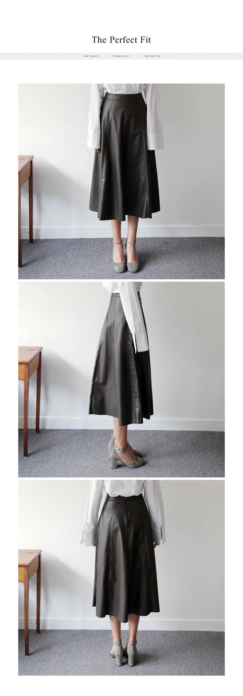 レザーライクフレアミディスカート･全2色 | DHOLIC PLUS | 詳細画像2