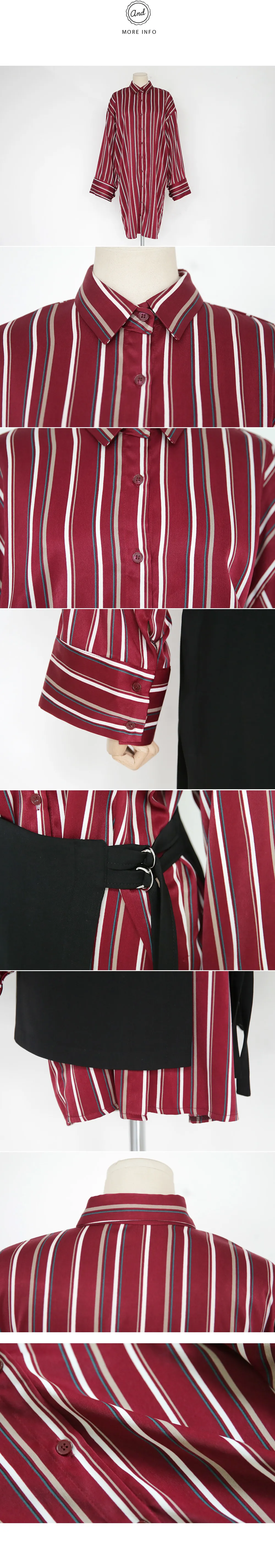 ストライプロングシャツ&バックルラップスカートSET・全2色 | DHOLIC | 詳細画像6