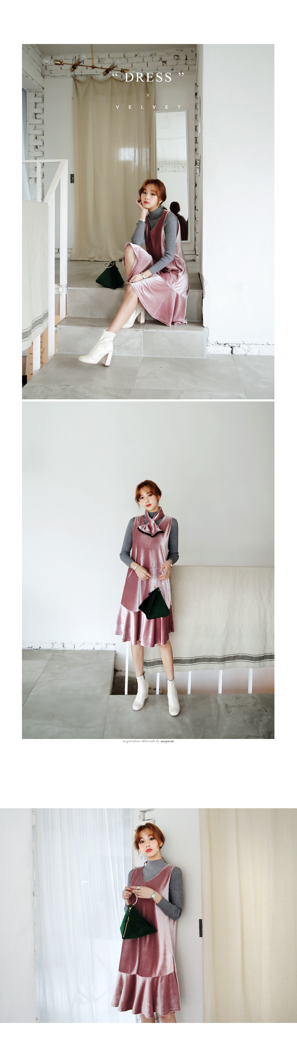 マフラーSETスリーブレスベロアワンピース・全3色 | DHOLIC | 詳細画像4