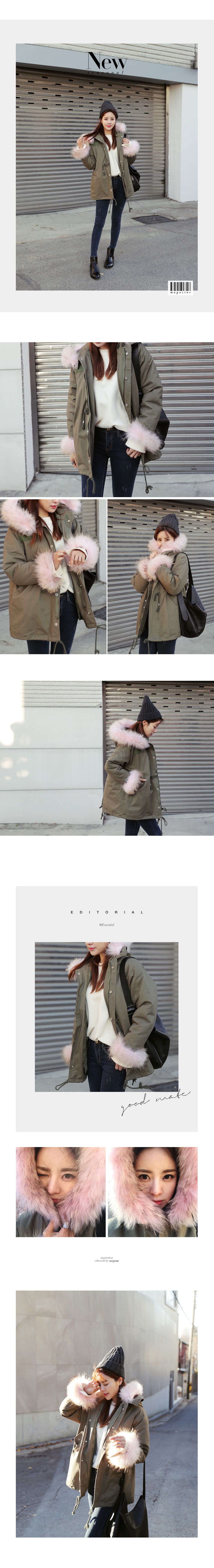 キルティングジャケット付きピンクファーモッズコート・全1色 | DHOLIC | 詳細画像2
