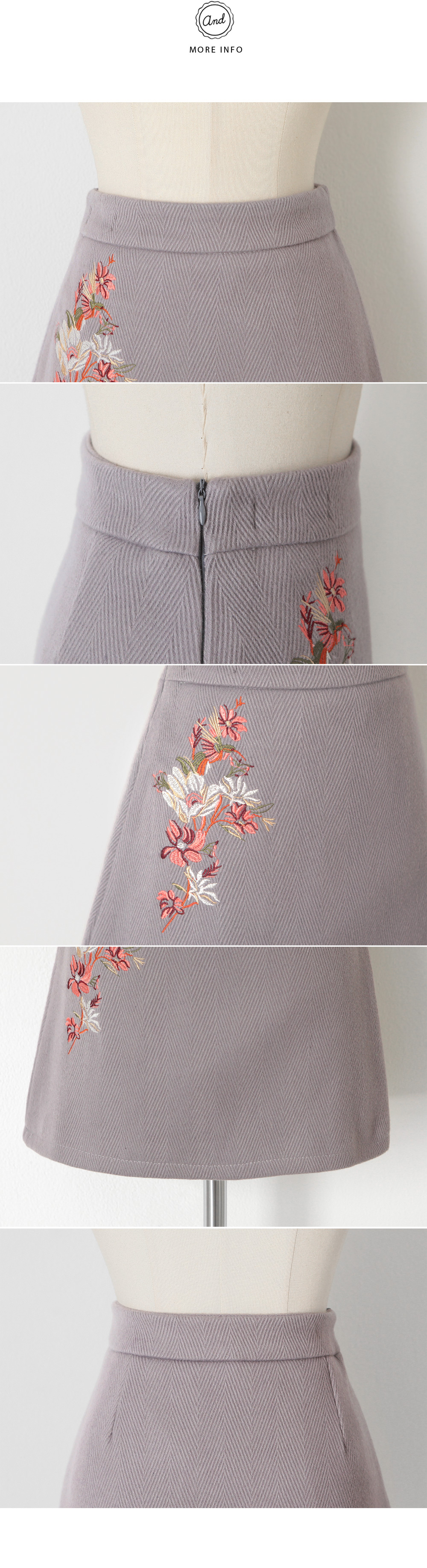 フラワー刺繍ヘリンボーンミニスカート・全3色 | DHOLIC | 詳細画像6