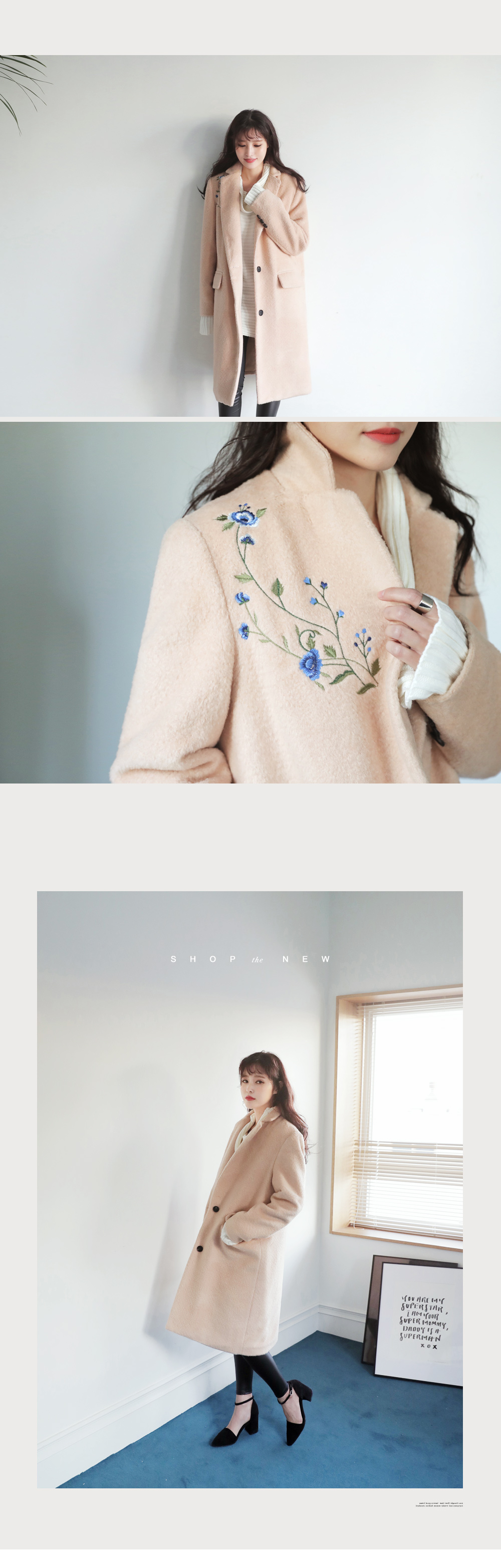 ウールブレンドフラワー刺繍シングルコート・全2色 | DHOLIC | 詳細画像4