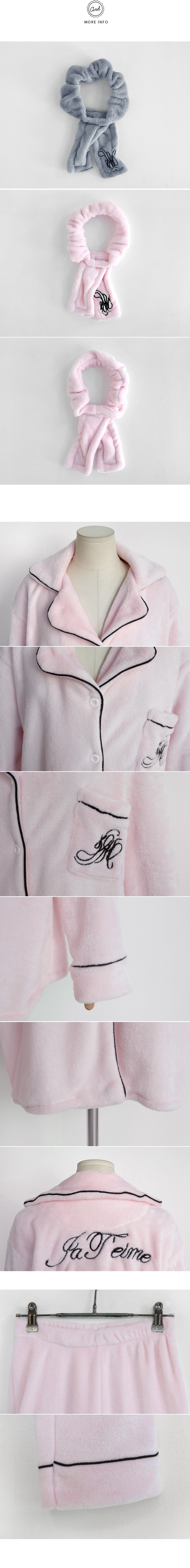 ヘアバンド付きパイピングライン刺繍ロゴパジャマSET・全2色 | DHOLIC | 詳細画像3