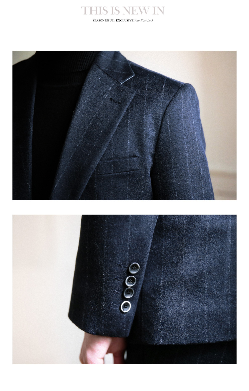 チョークストライプウールブレンドジャケット&スラックスパンツSET･全2色 | 詳細画像8
