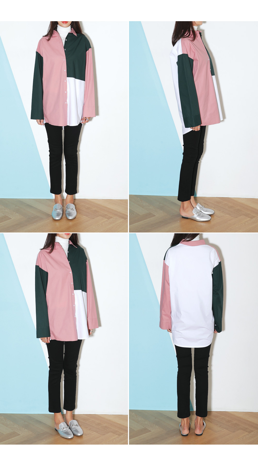 カラーブロックオーバーサイズコットンシャツ・全2色 | DHOLIC | 詳細画像5