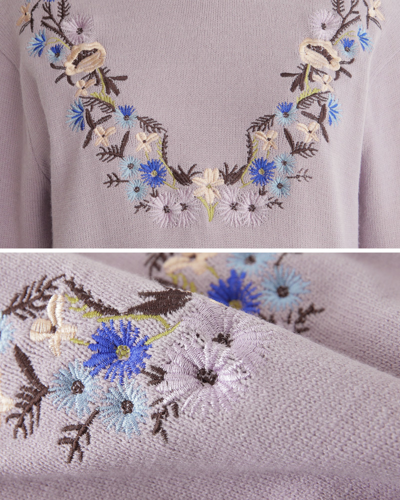 フラワー刺繍パステルカラーニットプルオーバー・全2色 | DHOLIC | 詳細画像23