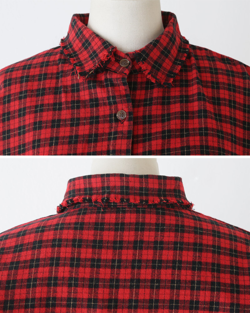 フレイドヘムレースアップチェックシャツ・全2色 | DHOLIC | 詳細画像27