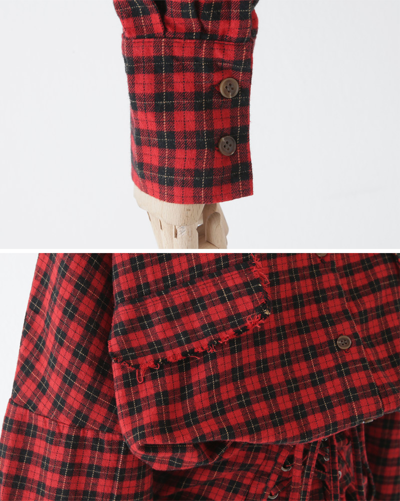 フレイドヘムレースアップチェックシャツ・全2色 | DHOLIC | 詳細画像28