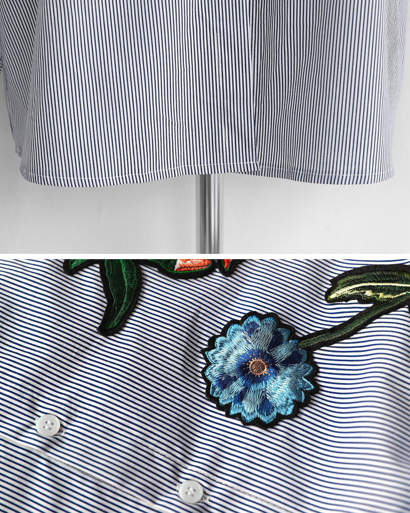フラワー刺繍ストライプコットンシャツ・全2色 | DHOLIC PLUS | 詳細画像23