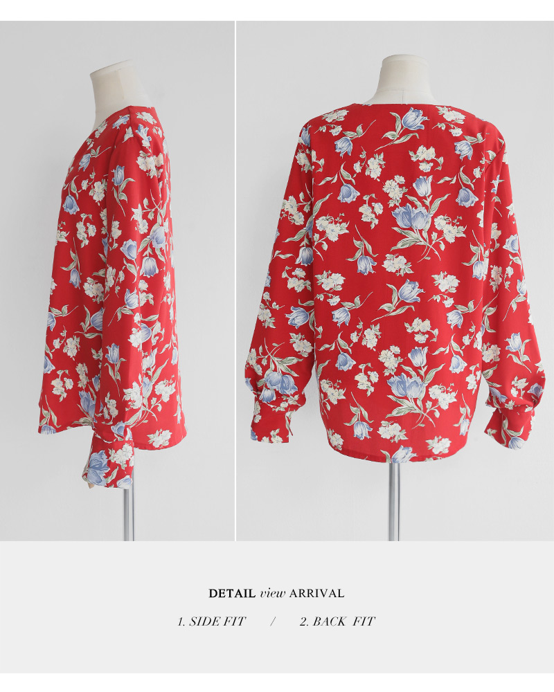 <font color=red><b><人気商品再入荷> </b></font>フラワーパターンVネックブラウス・全3色 | DHOLIC | 詳細画像27