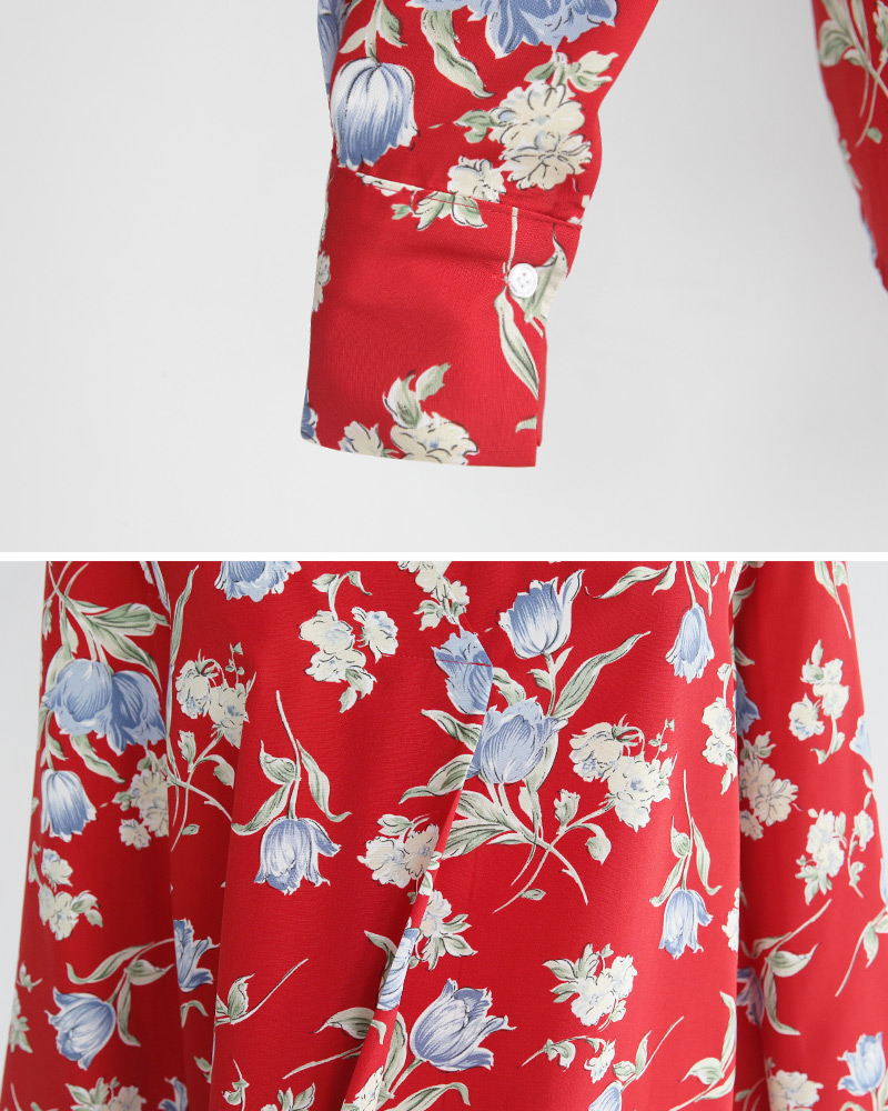 <font color=red><b><人気商品再入荷> </b></font>フラワーパターンVネックブラウス・全3色 | DHOLIC | 詳細画像29