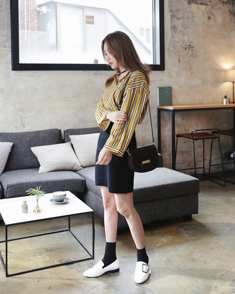 <font color=red><b>○雑誌掲載商品○</b></font>ワイドスリーブVネックストライプブラウス・全3色 | DHOLIC | 詳細画像16