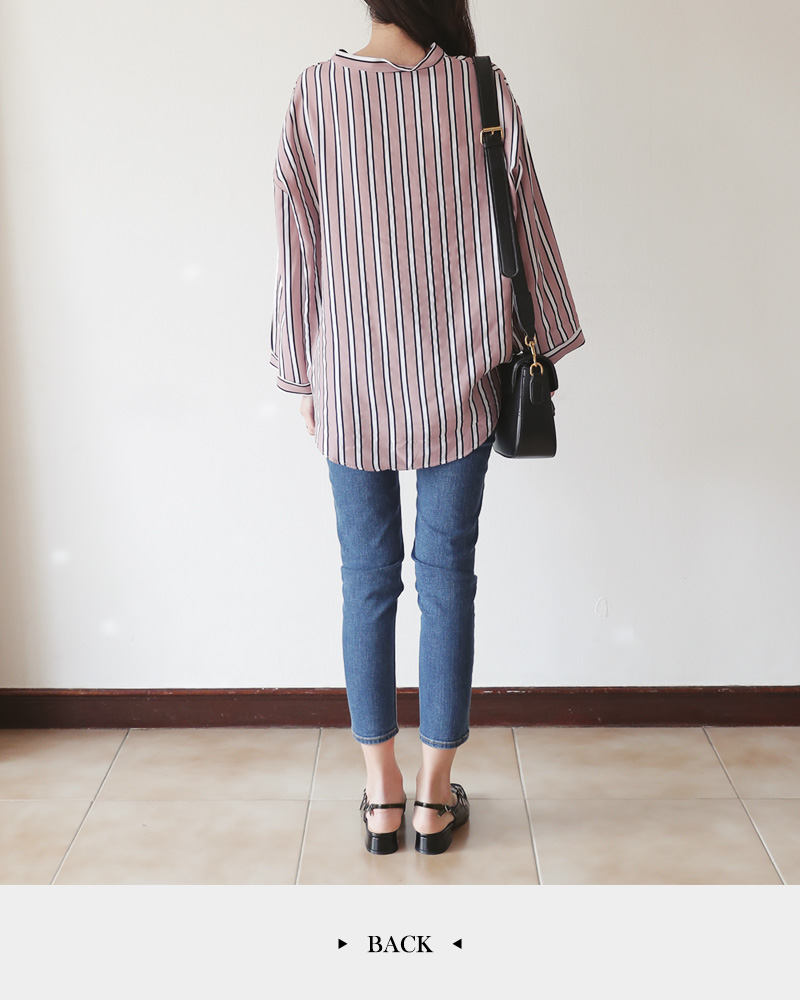 <font color=red><b>○雑誌掲載商品○</b></font>ワイドスリーブVネックストライプブラウス・全3色 | DHOLIC | 詳細画像21