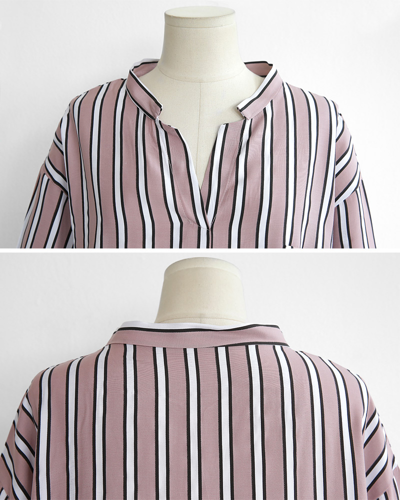 <font color=red><b>○雑誌掲載商品○</b></font>ワイドスリーブVネックストライプブラウス・全3色 | DHOLIC | 詳細画像26