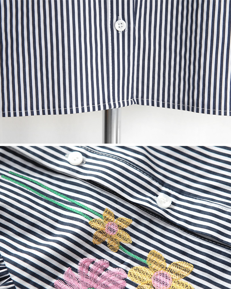 フラワー刺繍フリルフリルディテールストライプブラウス・全2色 | DHOLIC | 詳細画像25