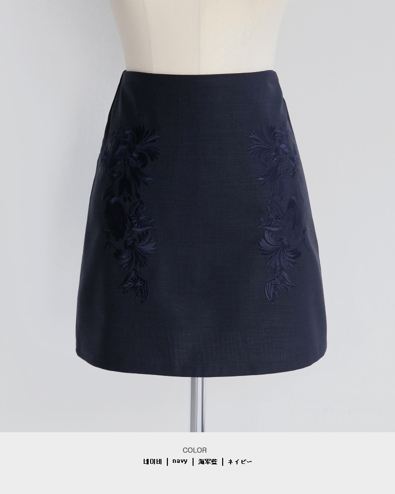 ワントーンフラワー刺繍ミニスカート・全2色 | DHOLIC | 詳細画像13