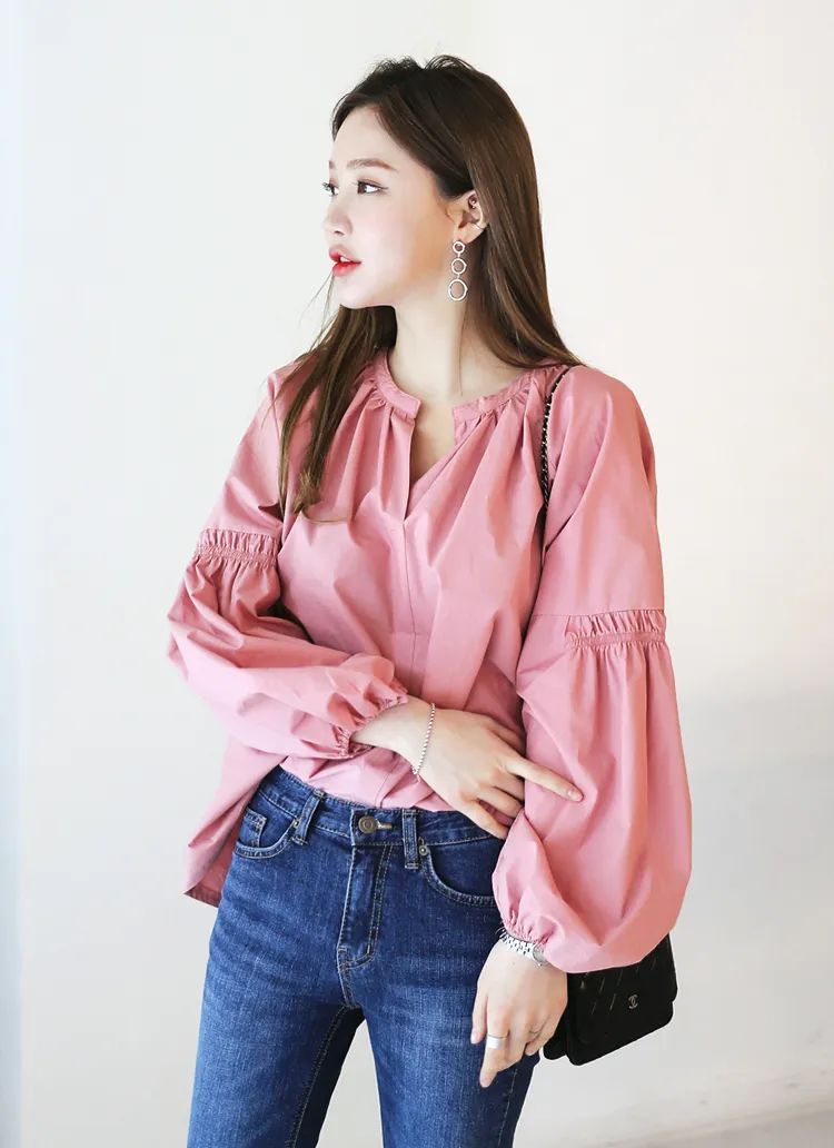 Vネックパフスリーブブラウス・全3色 | DHOLIC | 詳細画像1