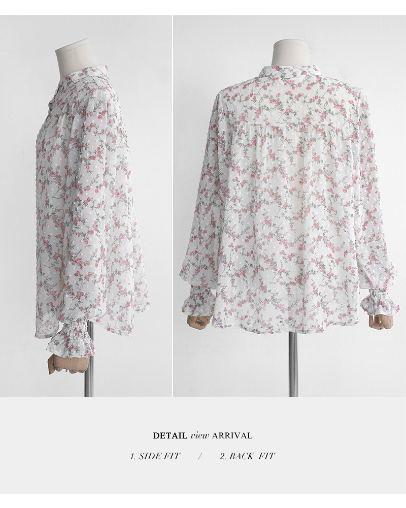 バンドカラーエンボスドットフローラルブラウス・全2色 | DHOLIC | 詳細画像18