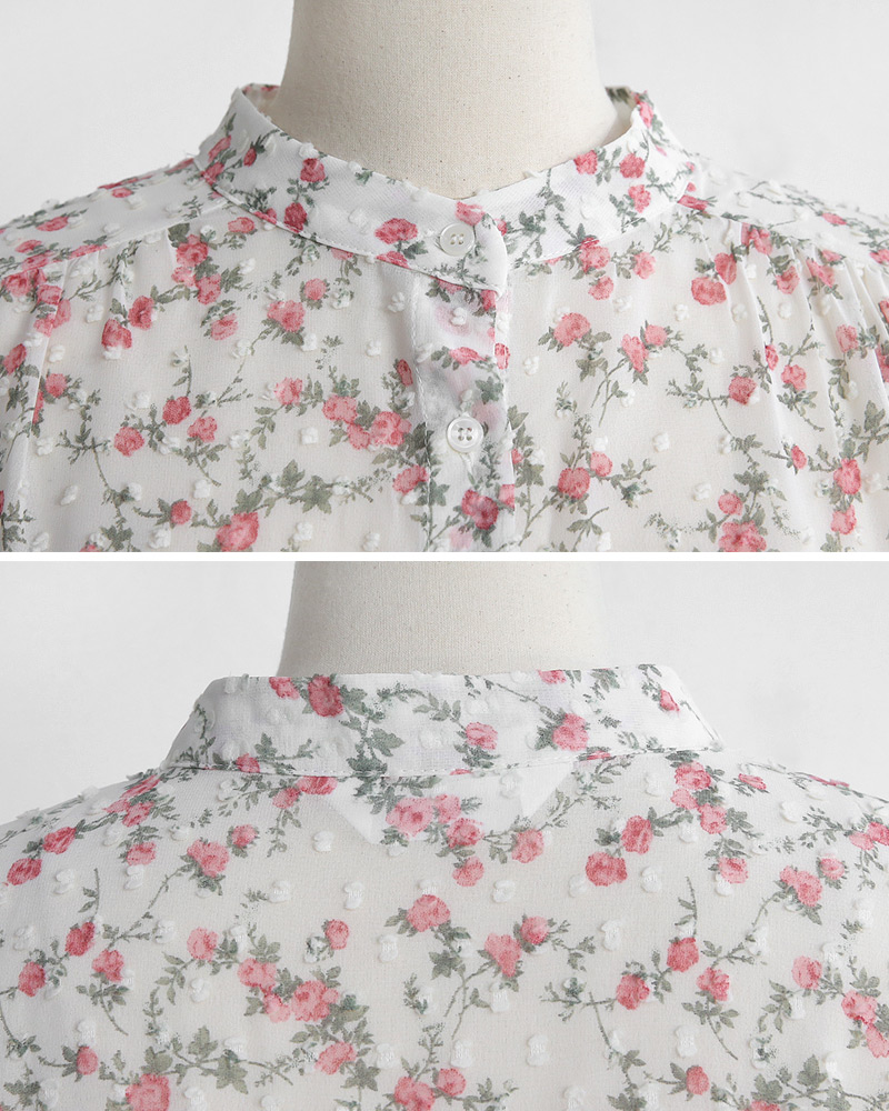 バンドカラーエンボスドットフローラルブラウス・全2色 | DHOLIC | 詳細画像19