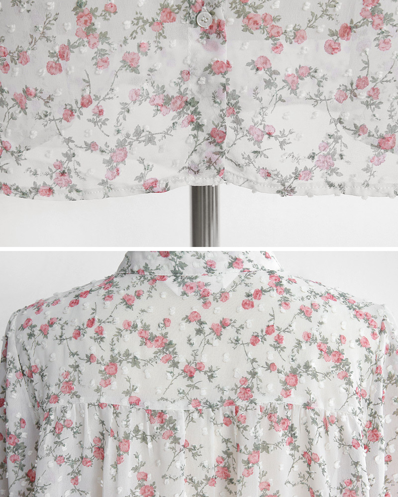 バンドカラーエンボスドットフローラルブラウス・全2色 | DHOLIC | 詳細画像21