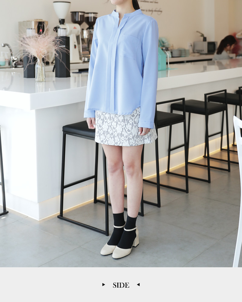 <font color=red><b><人気商品再入荷></b></font>バンドカラーネックスリットブラウス・全4色 | DHOLIC | 詳細画像16