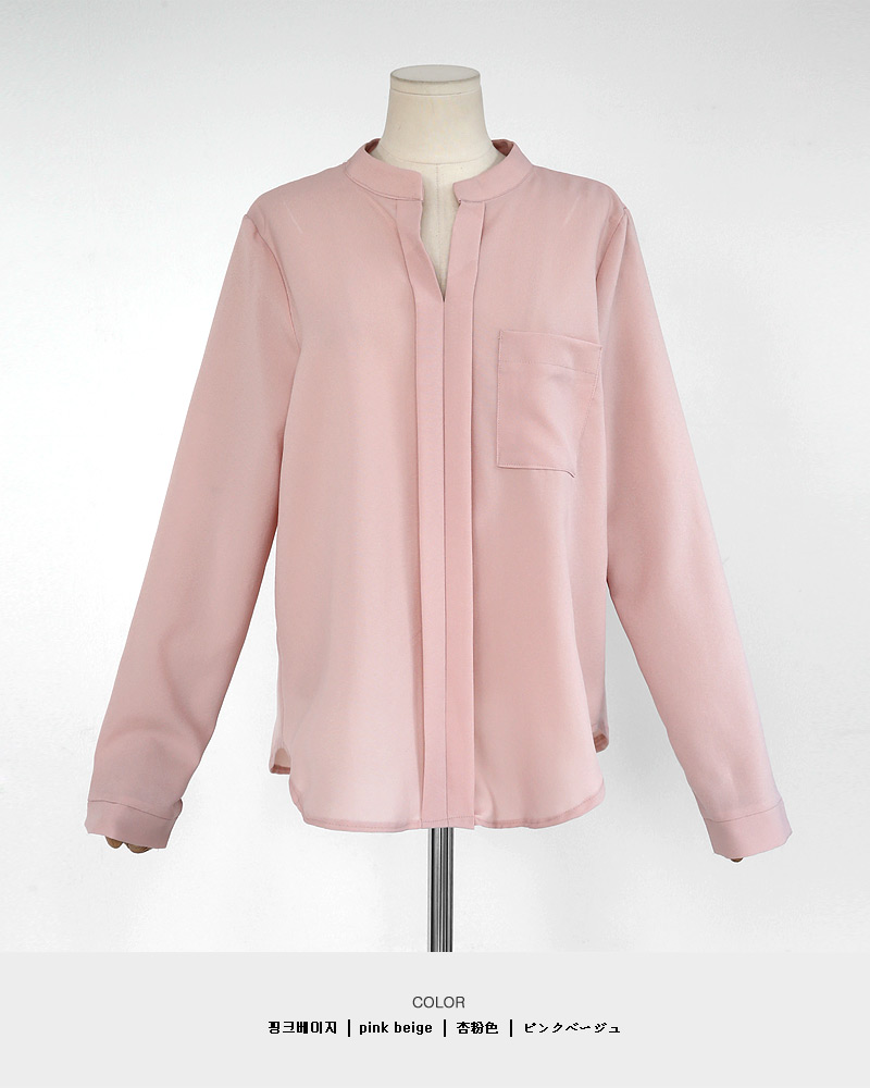 <font color=red><b><人気商品再入荷></b></font>バンドカラーネックスリットブラウス・全4色 | DHOLIC | 詳細画像21