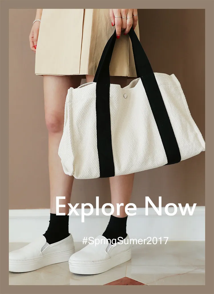 カラーブロックハンドルトートバッグ・全2色 | DHOLIC | 詳細画像1