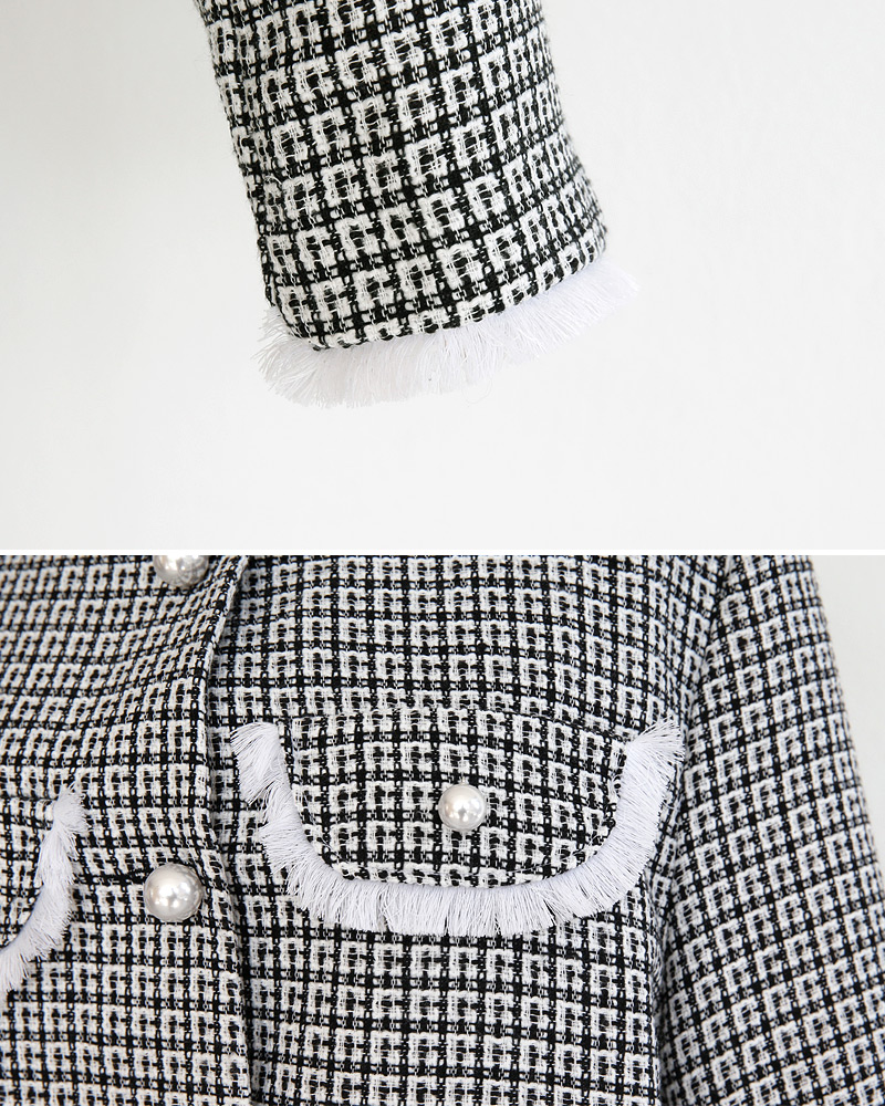 フリンジラインチェックツイードジャケット&ミニスカートSET・全2色 | DHOLIC | 詳細画像49