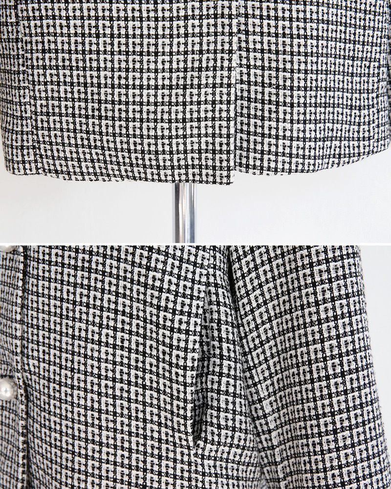 フリンジラインチェックツイードジャケット&ミニスカートSET・全2色 | DHOLIC | 詳細画像50