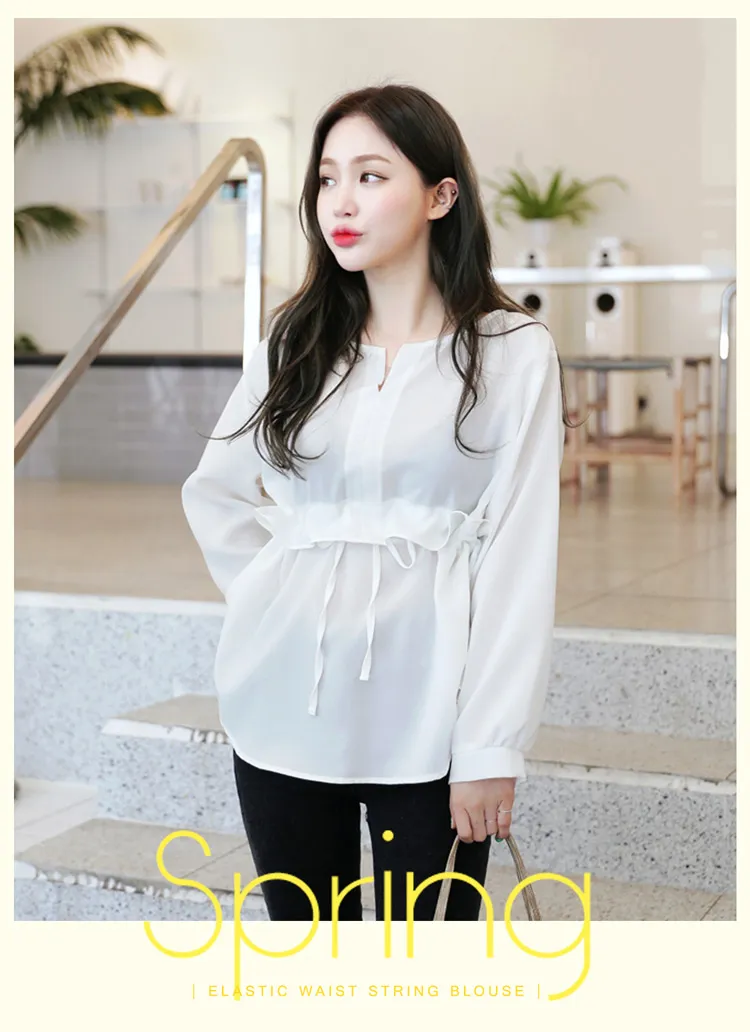 <font color=red><b><人気商品再入荷></b></font>スリットネックブラウジングブラウス・全4色 | DHOLIC | 詳細画像1