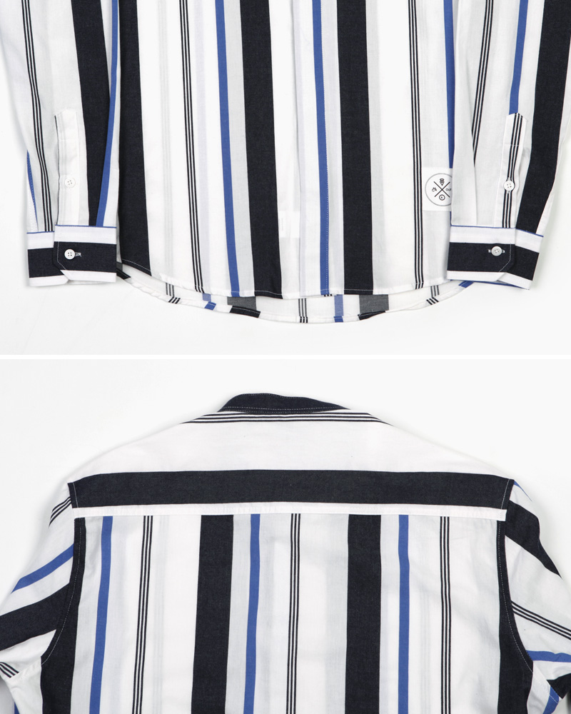マルチストライプパターンバンドカラーシャツ・全3色 | 詳細画像30