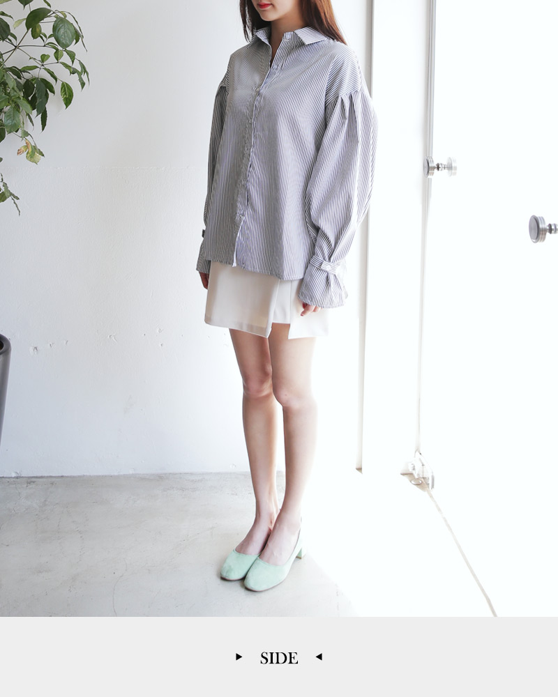 <font color=red><b><人気商品再入荷> </b></font>スリーブストラップストライプブラウス・全2色 | DHOLIC | 詳細画像23