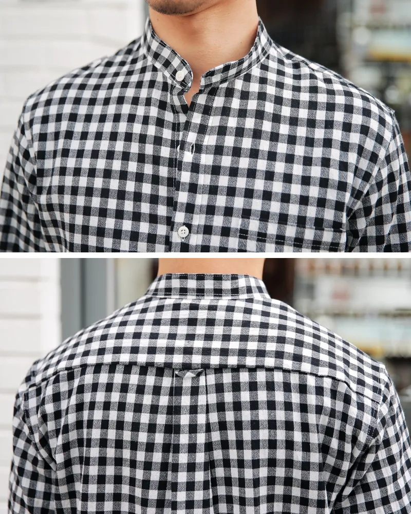 チェックパターンバンドカラーシャツ・全1色 | 詳細画像15