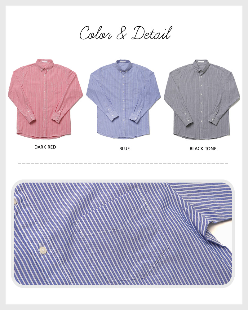 ストライプパターンボタンダウンシャツ・全3色 | 詳細画像3