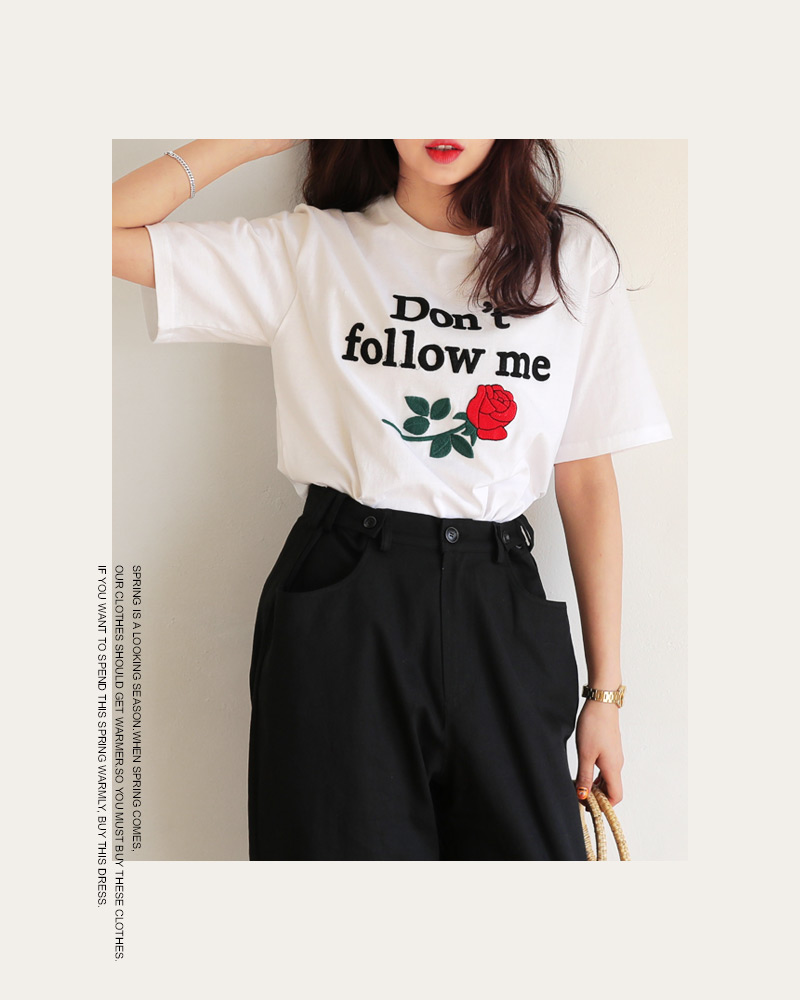 ローズ刺繍レタリングコットンTシャツ・全3色 | DHOLIC | 詳細画像4
