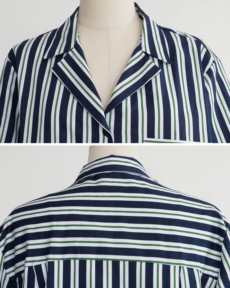 ストライプオープンカラーパジャマシャツ&ショートパンツSET・全2色 | DHOLIC | 詳細画像31
