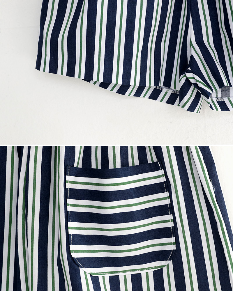 ストライプオープンカラーパジャマシャツ&ショートパンツSET・全2色 | DHOLIC | 詳細画像35